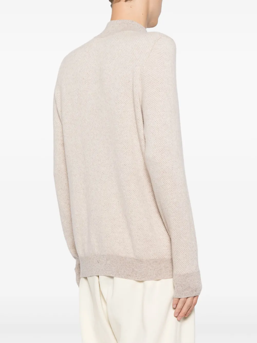 N.Peal Temple sweater met jacquard en halve rits Beige