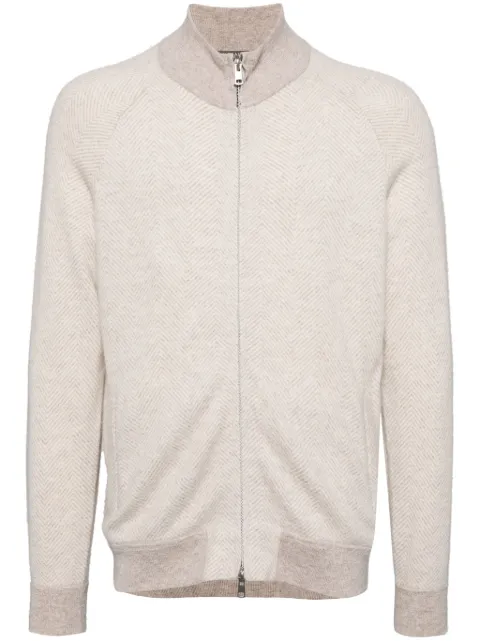 N.Peal Herringbone organic cashmere jacket