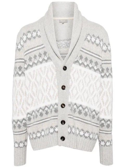N.Peal Jacquard Shawl cashmere cardigan
