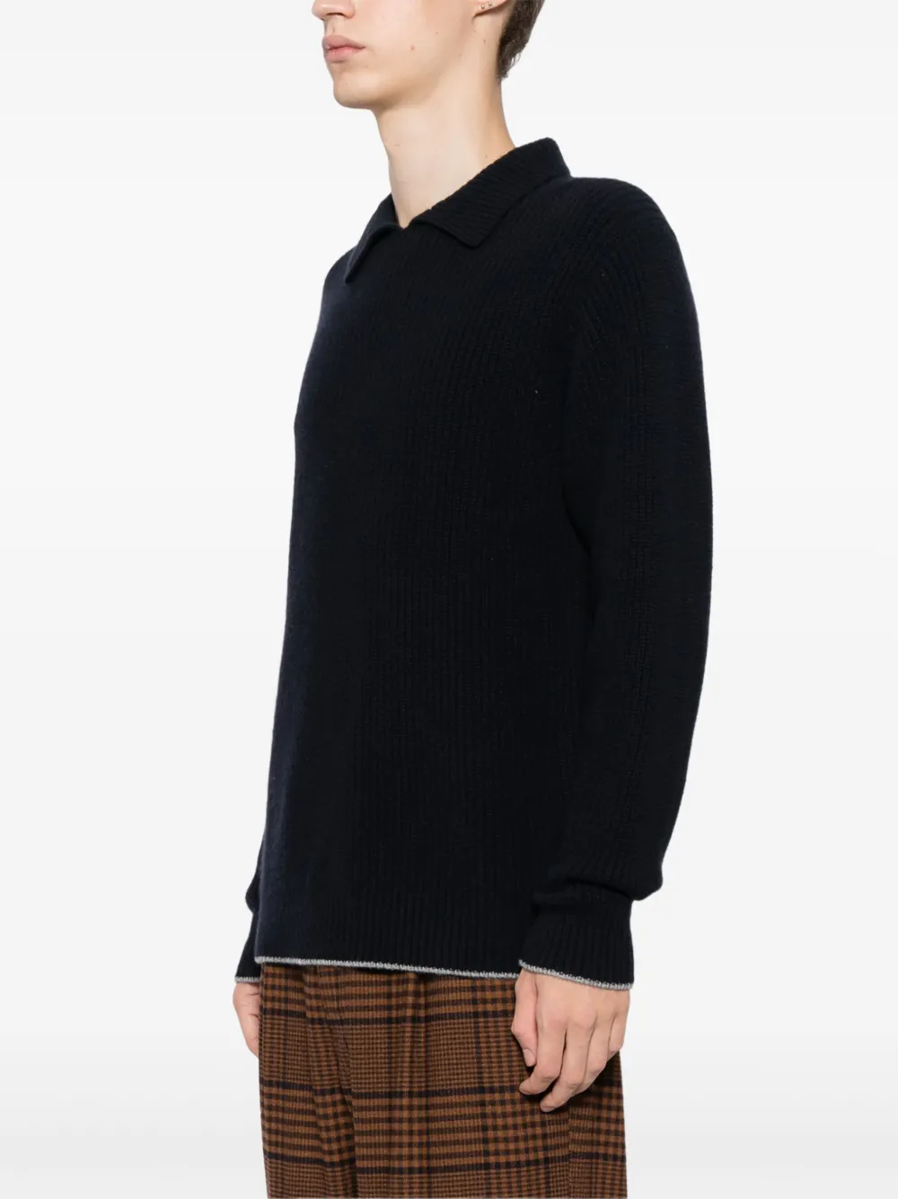 N.Peal Clapham gebreid poloshirt Blauw