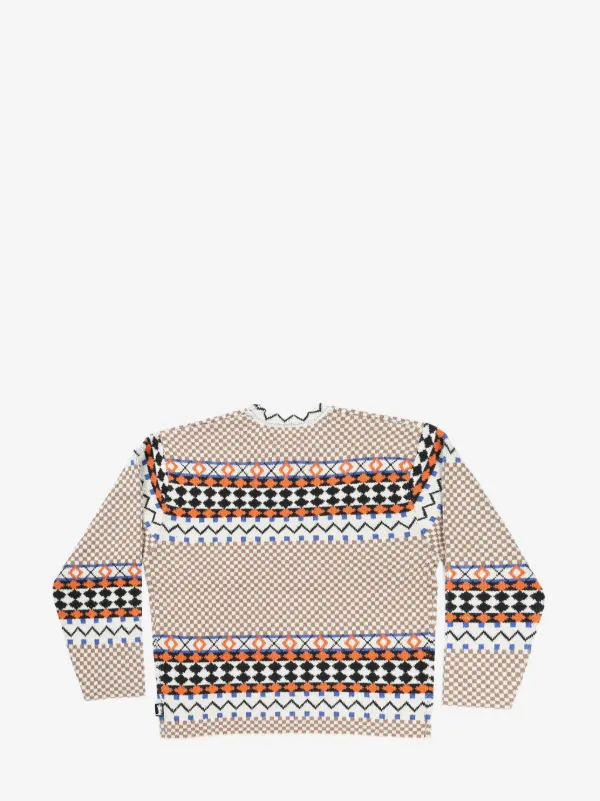 Stussy crew neck Jacquard Jumper Brown FARFETCH UK