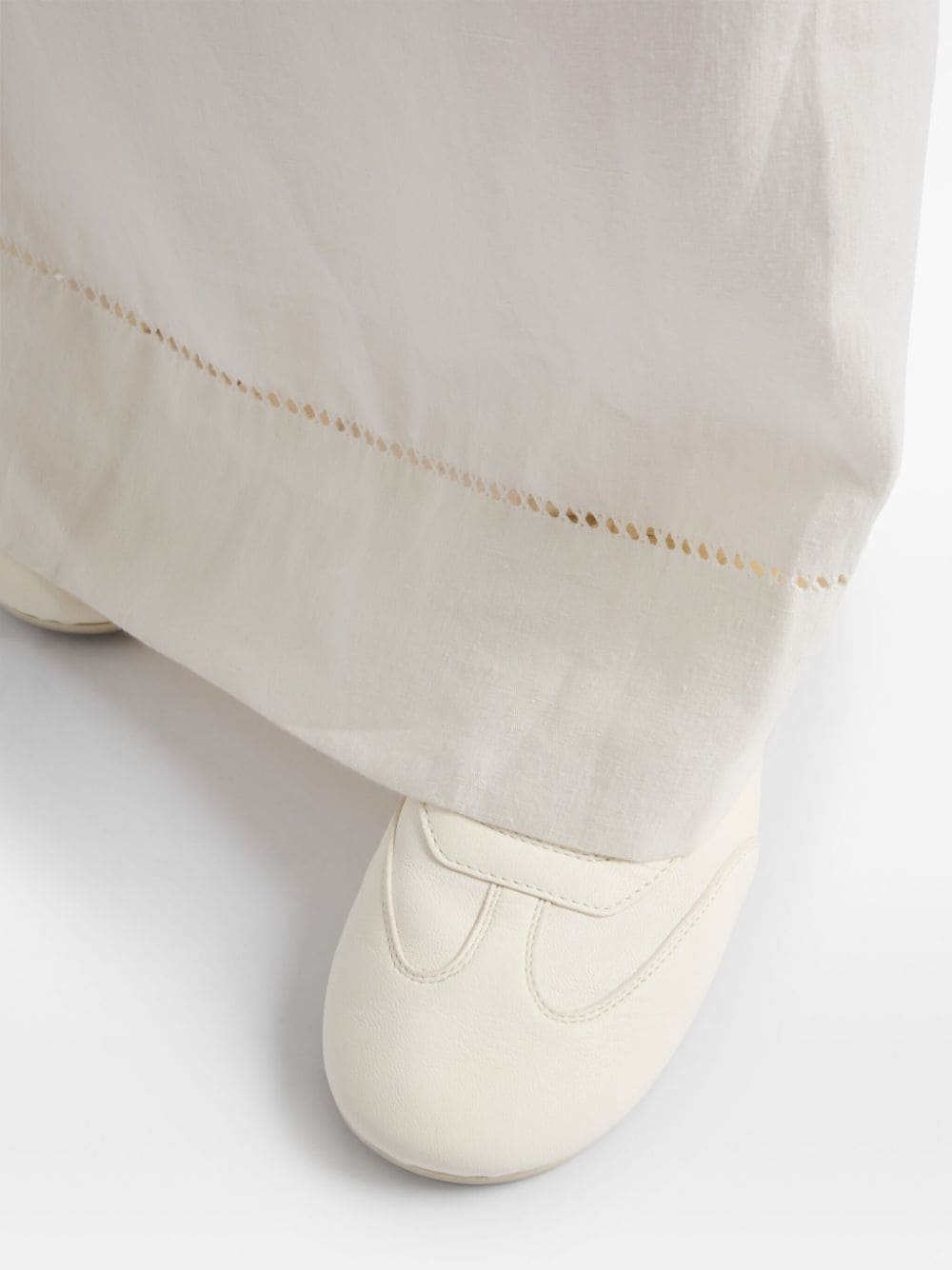 Shop Prada Embroidered Linen Skirt In Neutrals