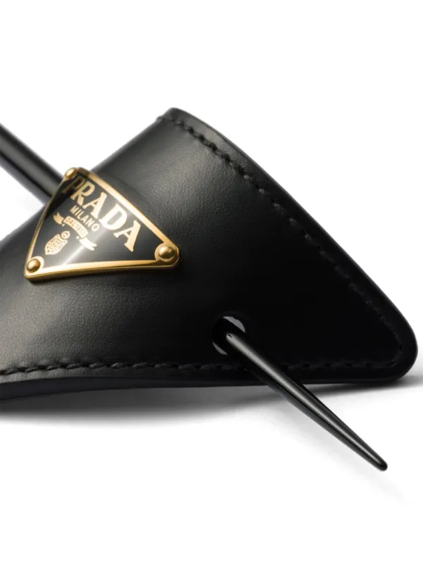 Prada Leather Hair Clip | Black | FARFETCH Prada Leather Hair Clip | Black | FARFETCH