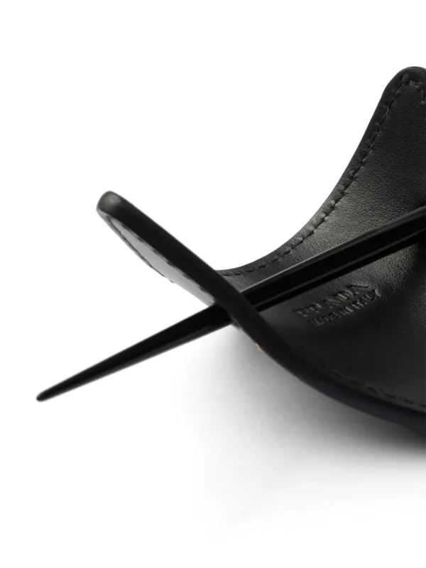 Prada Leather Hair Clip | Black | FARFETCH