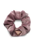 Prada triangle-logo velvet scrunchie - Pink