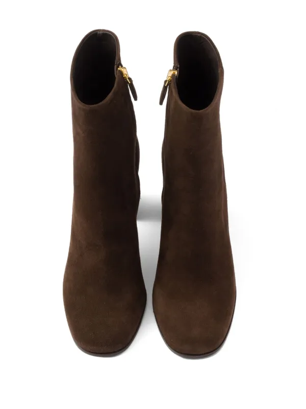Prada Suede Booties | Brown | FARFETCH