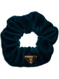 Prada triangle-logo velvet scrunchie - Green