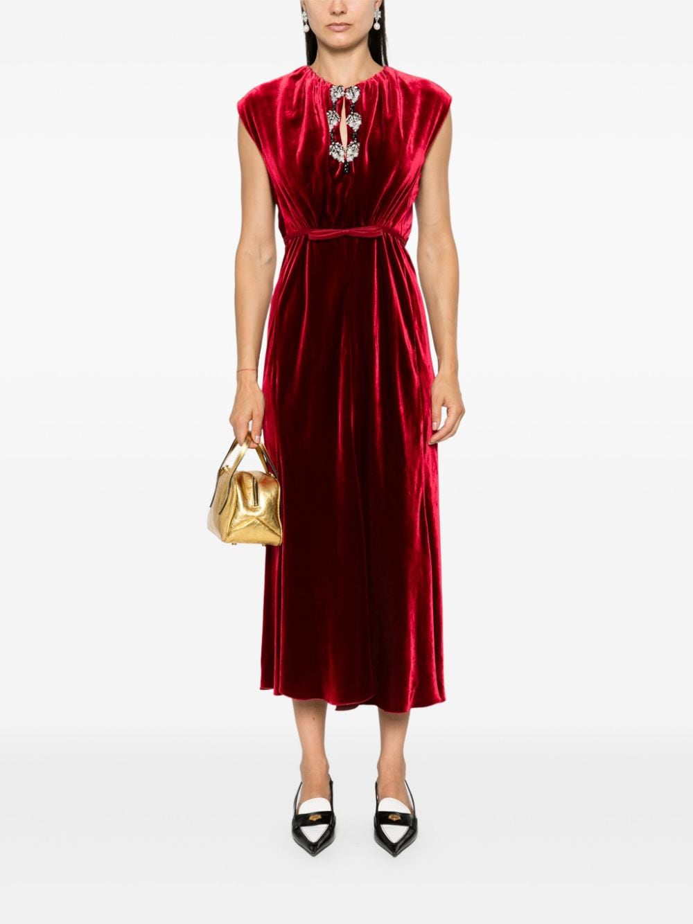 Giambattista Valli Fluwelen midi-jurk - Rood