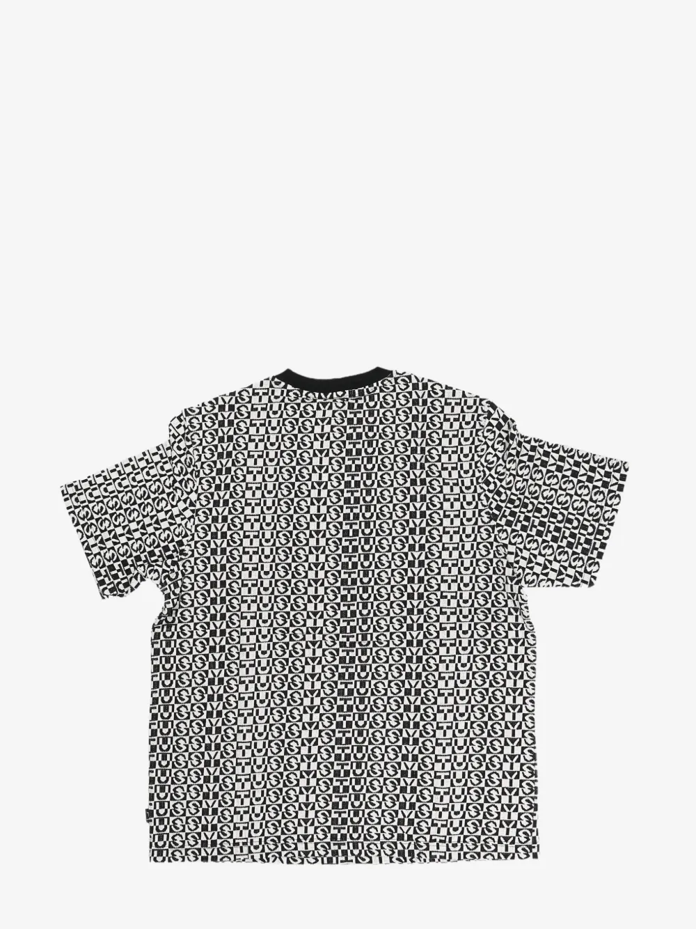 Stüssy checked crew-neck T-shirt - Zwart