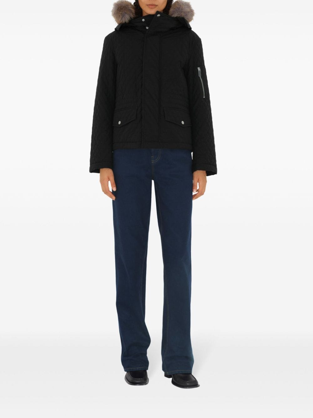 Shop Burberry Cotton-blend Quilted Jacket In Black