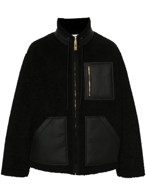 Veste en peau lainée artificielle - Moschino - Modalova