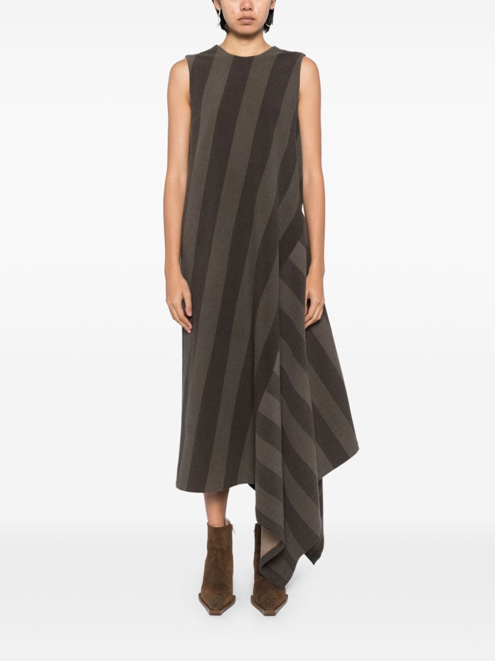 Uma Wang striped asymmetric dress - Grijs