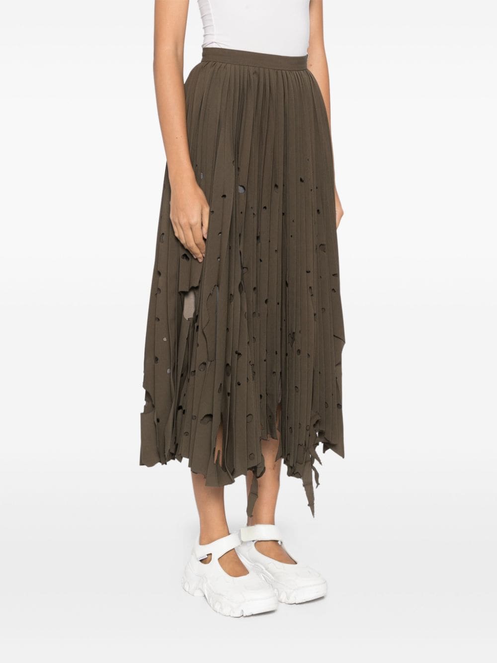 Shop Miharayasuhiro Cut-out Pleated Skirt In Neutrals