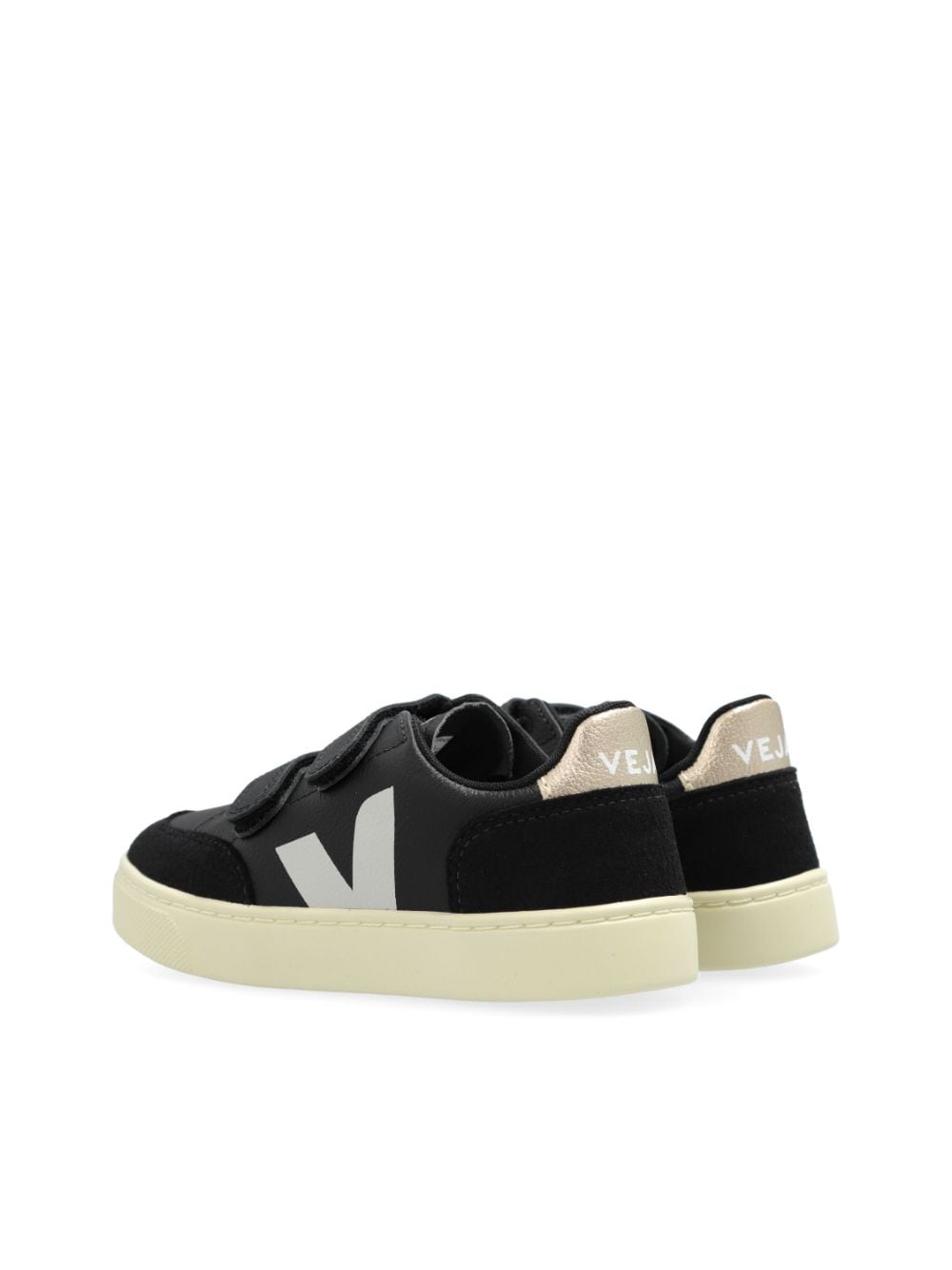 VEJA Kids V-12 leren sneakers Zwart