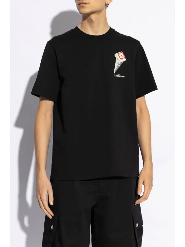【関税込み】Casablanca ブラック Leaning Column Tシャツ Casablanca Leaning Column t-shirt | Black | FARFETCH