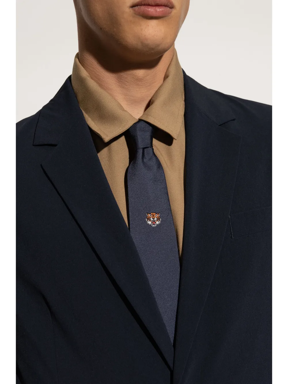 Kenzo Stropdas met geborduurd logo - Blauw
