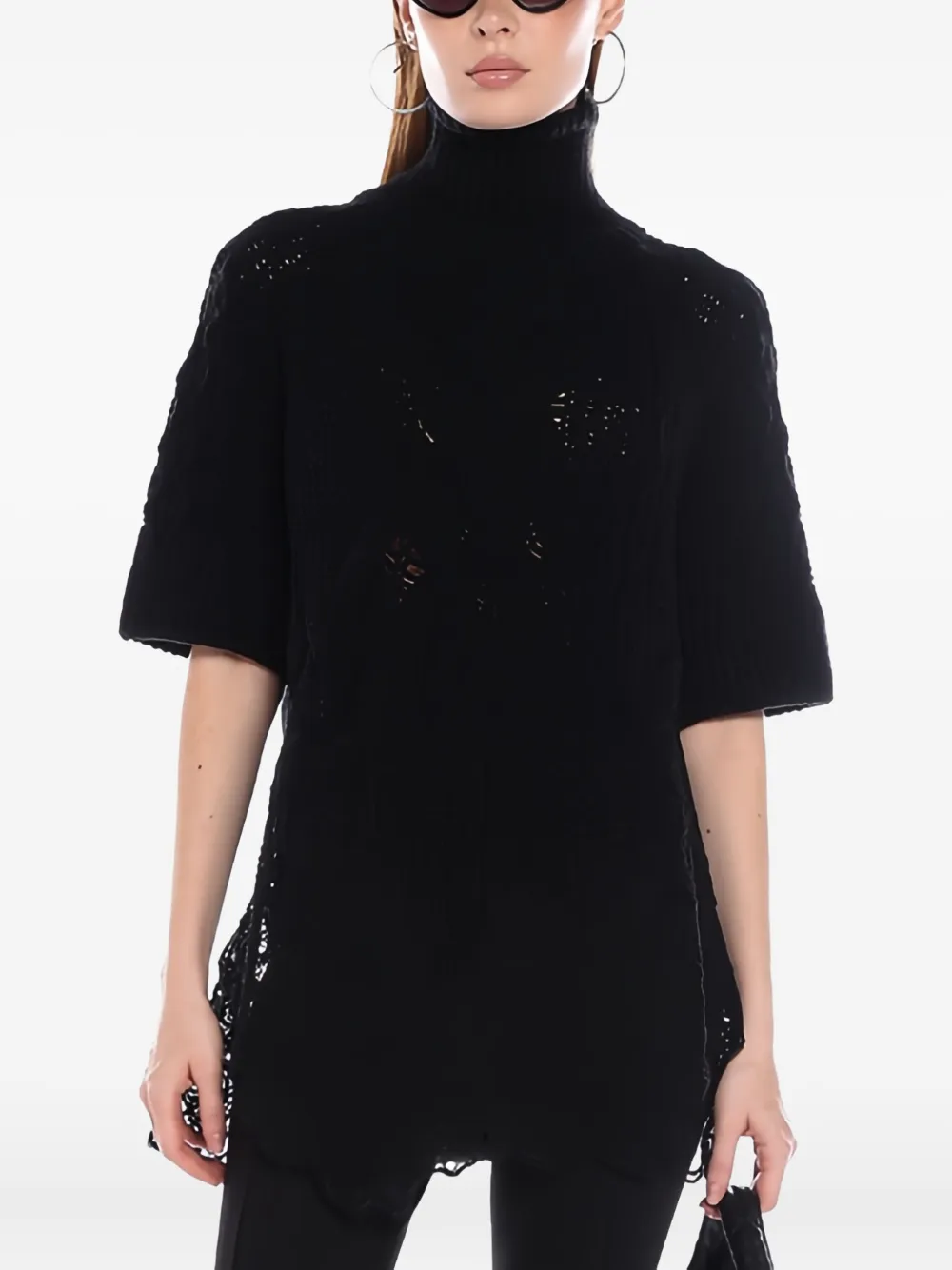 Ermanno Scervino Wool Blend Knitted Top In Black
