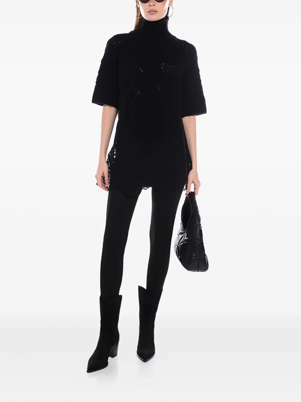 Ermanno Scervino Wool Blend Knitted Top In Black