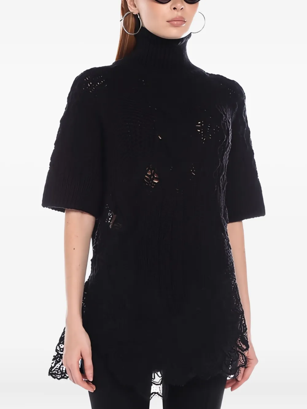 Ermanno Scervino Wool Blend Knitted Top In Black