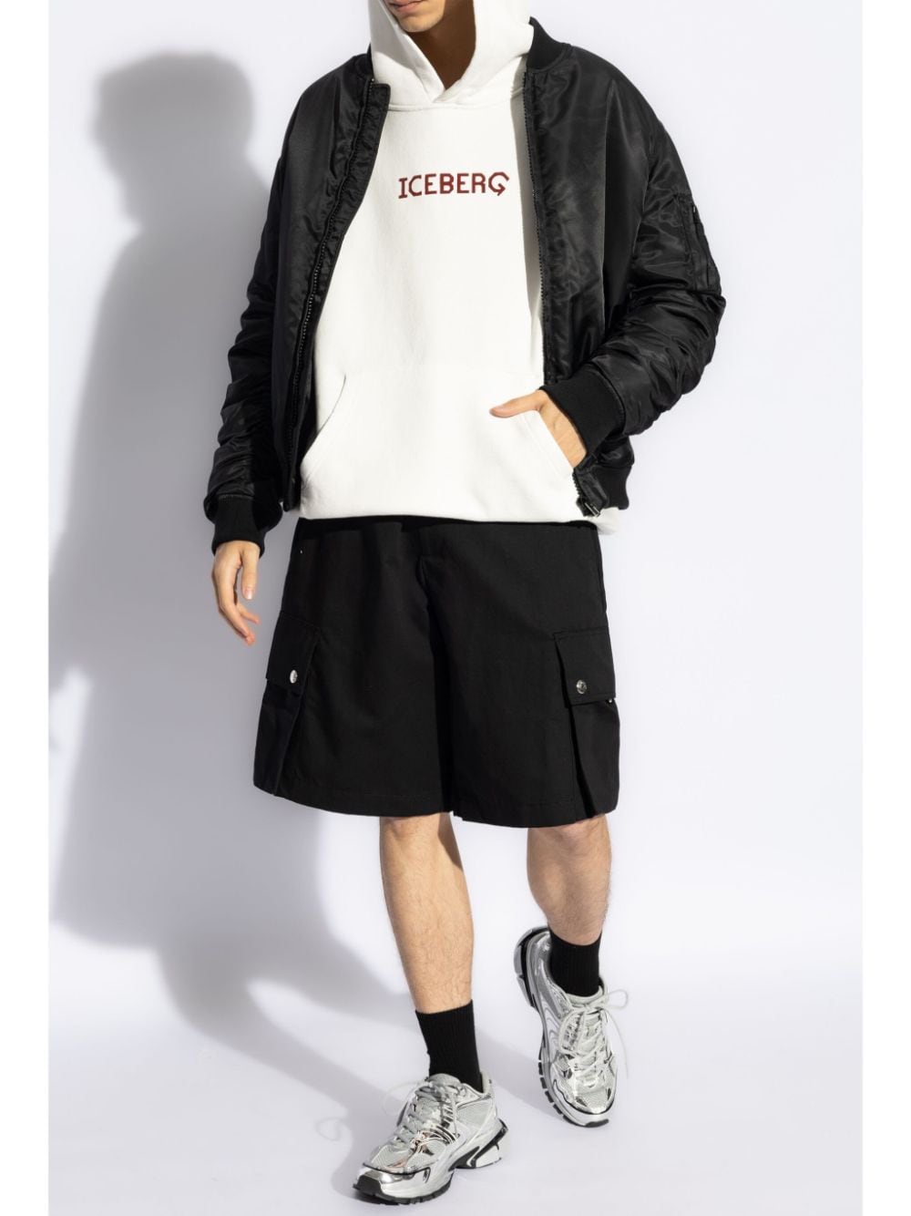 Shop Iceberg Logo-print Cotton Hoodie In White