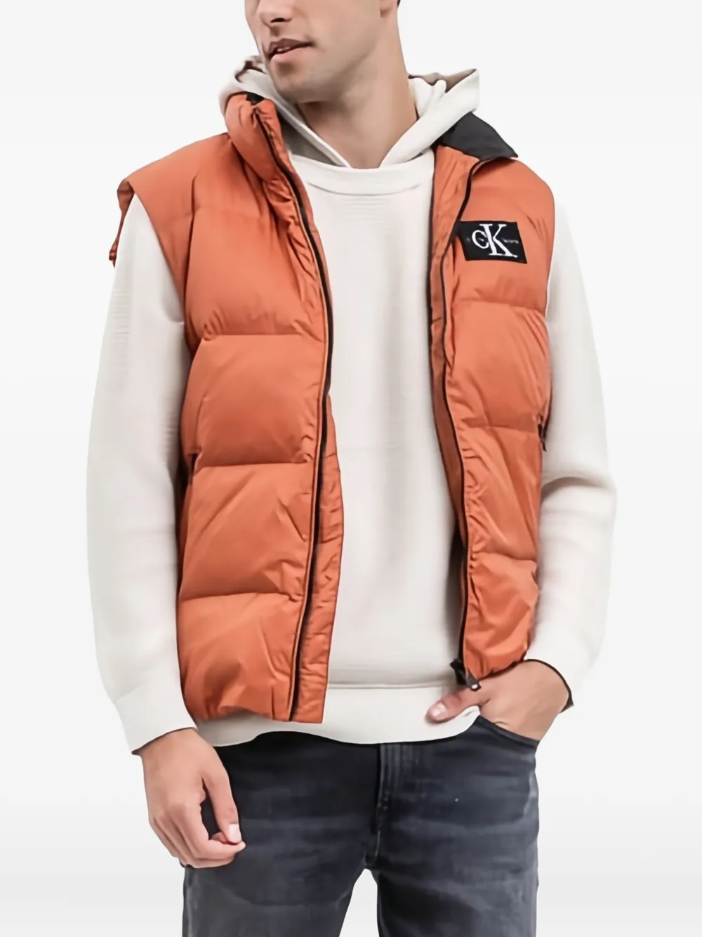 Calvin Klein Hoodie met logopatch Beige