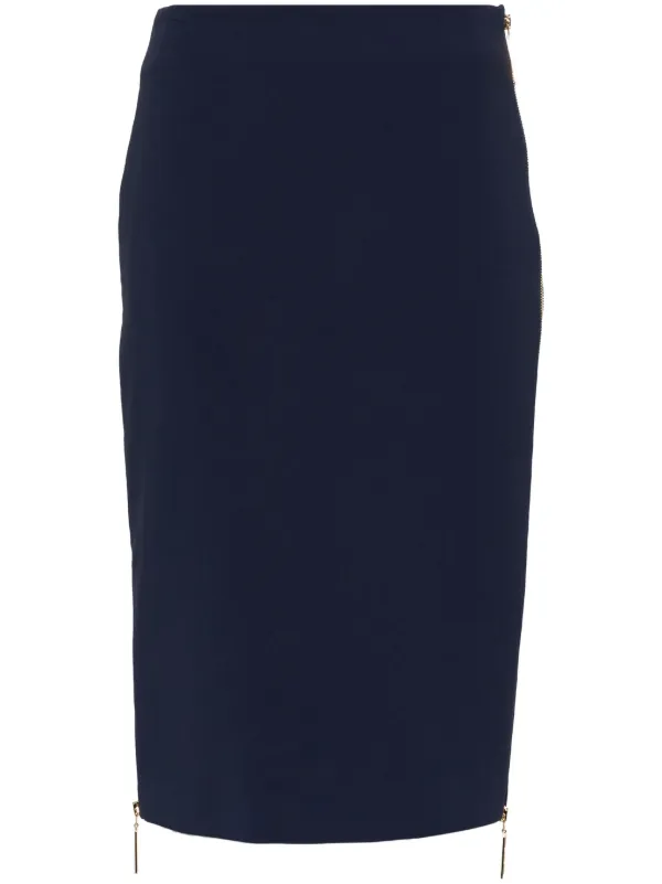 Elisabetta Franchi zip detail Crepe Midi Skirt Blue FARFETCH AO