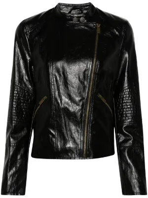 Patrizia Pepe ジップアップ レザージャケット | ブラック | FARFETCH JP