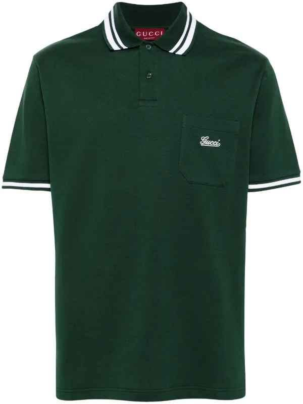 Gucci logo embroidered Polo Shirt Green FARFETCH CA