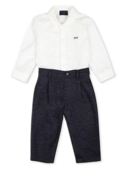 Fay Kids embroidered cotton trouser set