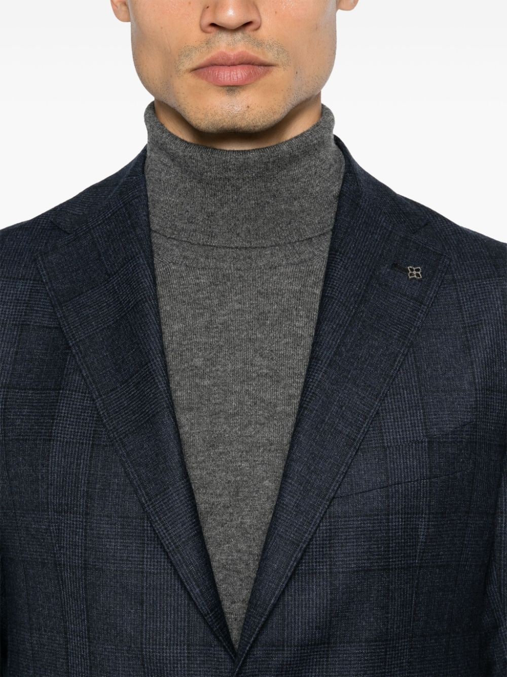 Shop Tagliatore Checkered Suit In Blue