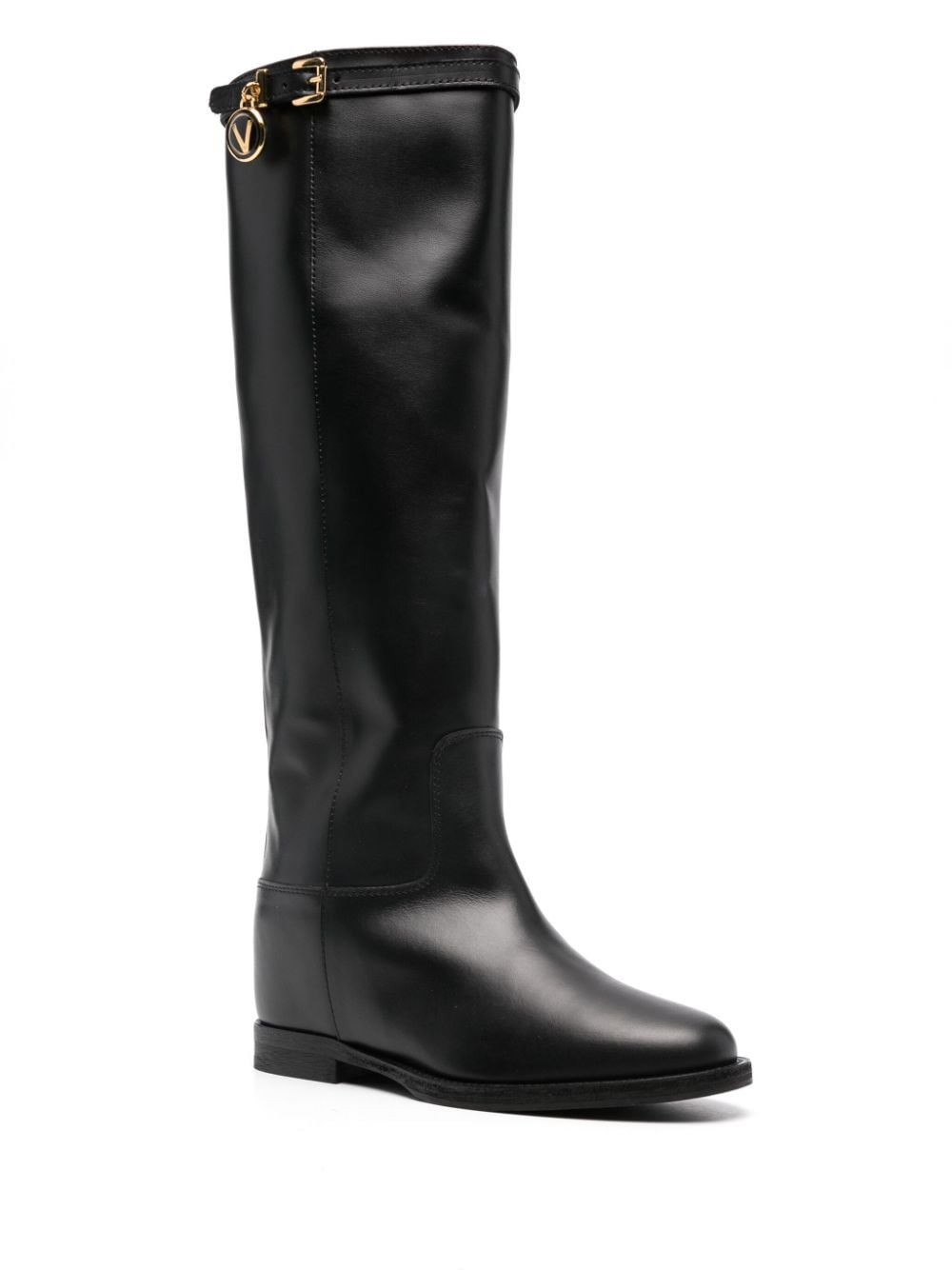 Shop Via Roma 15 Logo-charm Boots In 黑色