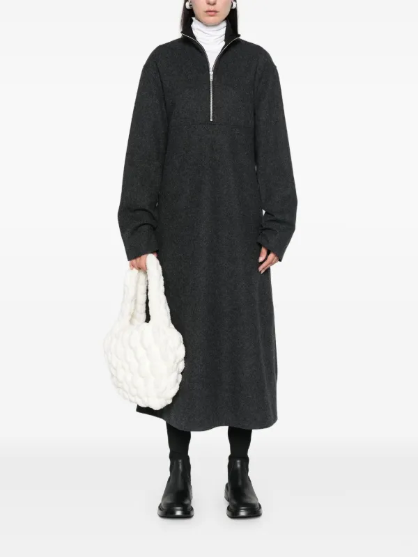 Jil Sander Virgin Wool Midi Dress | Grey | FARFETCH