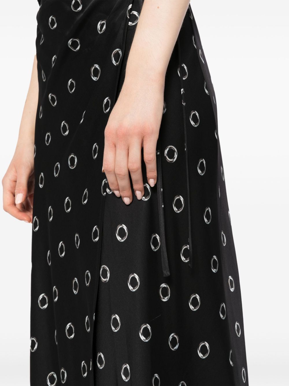 Shop Msgm Printed Midi Skirt In Black