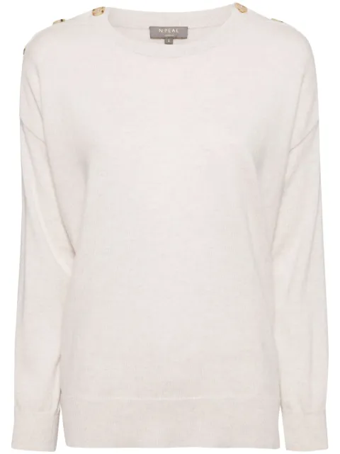 N.Peal Button shoulder cashmere jumper