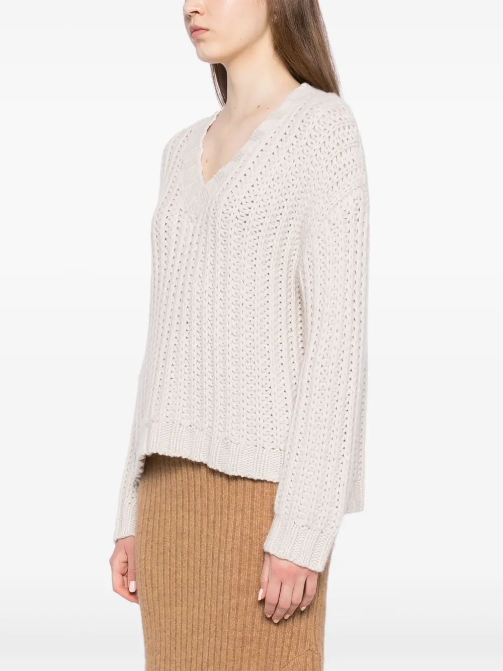 N.Peal Grofgebreide trui Beige