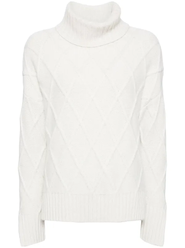 diamond-pattern roll-neck Jumper White FARFETCH LB