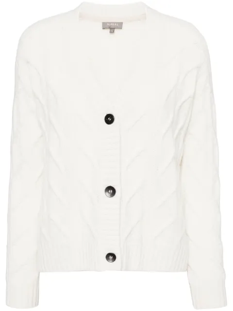 N.Peal V-Neck Cable Cashmere Cardigan