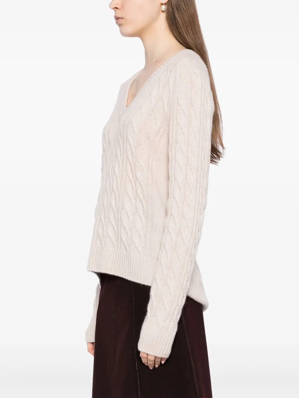 N.Peal Kabelgebreide trui Beige