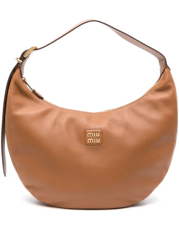 Miu Miu Logo-plaque Shoulder Bag in Brown