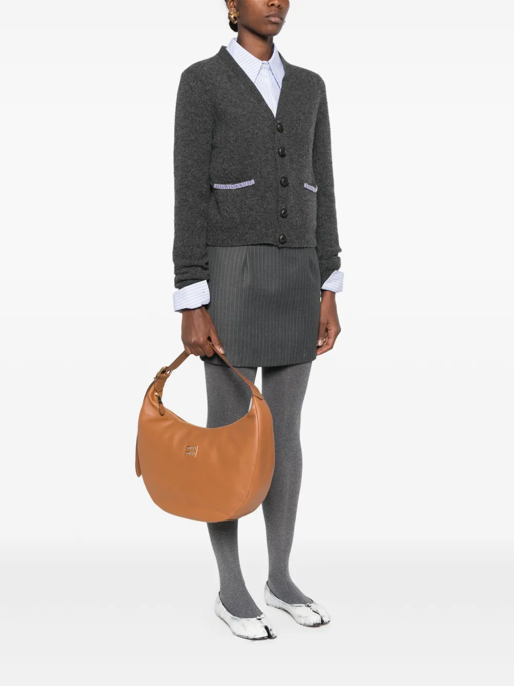 Miu Miu Schoudertas met logoplakkaat - Bruin