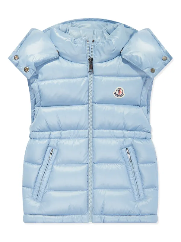 Moncler Enfant logo patch Hooded Gilet Blue FARFETCH CA