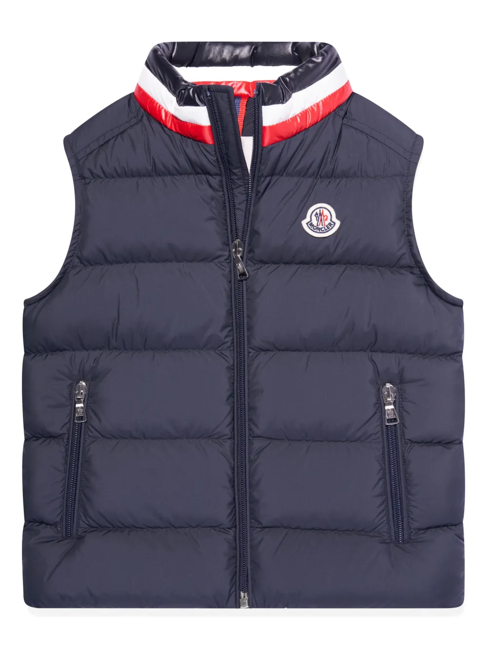 Moncler Enfant Gilet met logo-applicatie Blauw