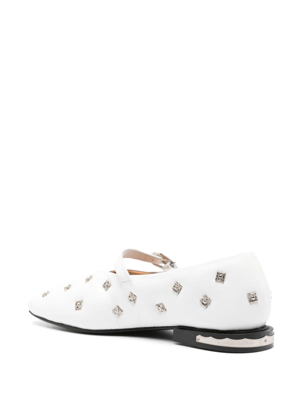 Shop Toga Stud-detailed Ballerina Flats In White