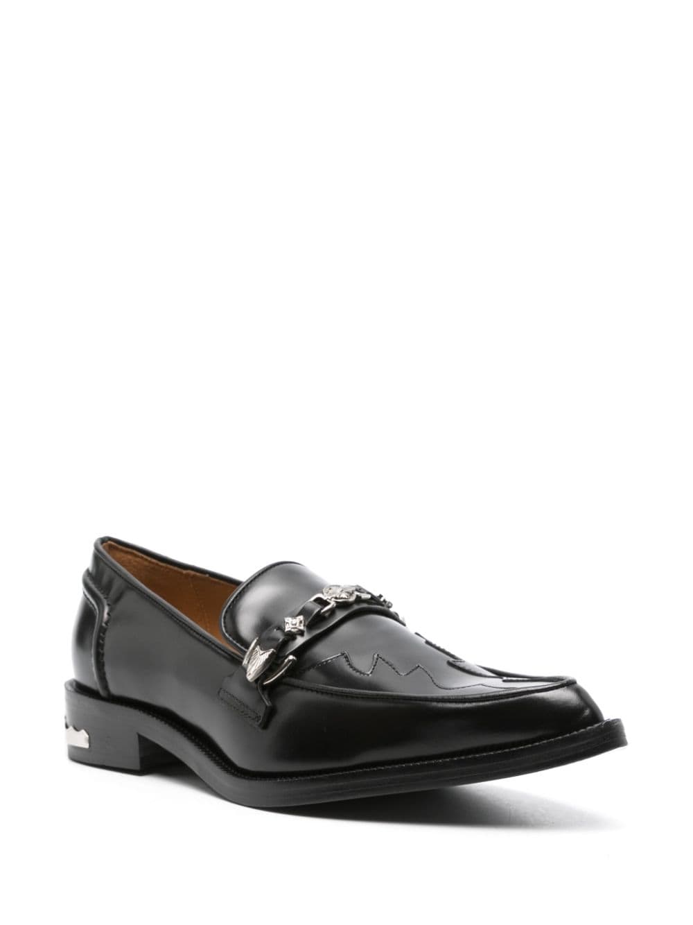 Shop Toga Stud-detailed Loafers In Black