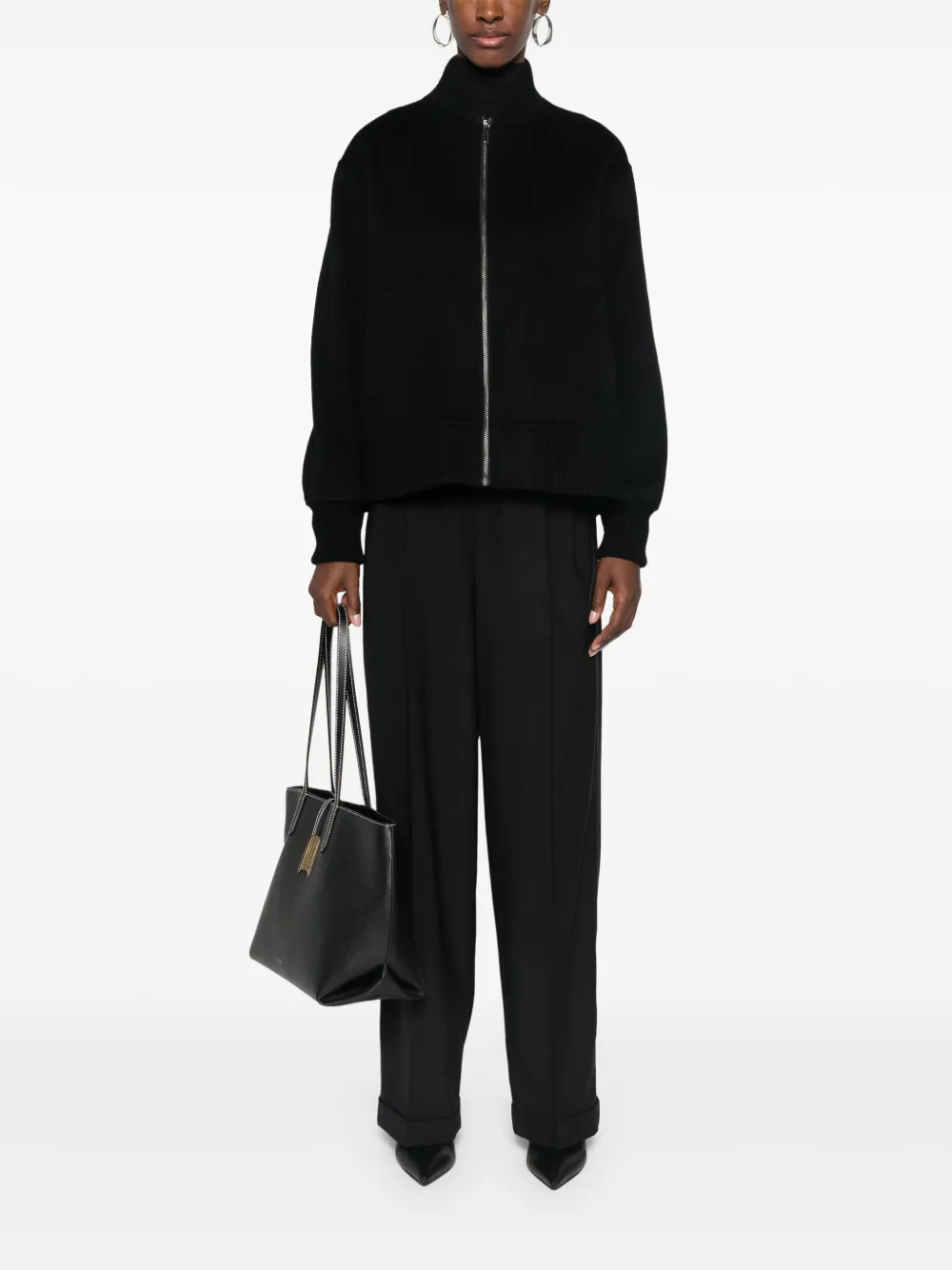 Eric Bompard brushed-finish bomber jacket - Zwart