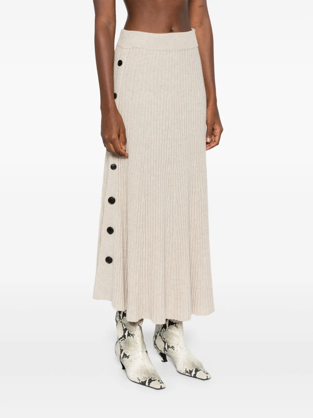 Eric Bompard Maxi-rok met knopen Beige