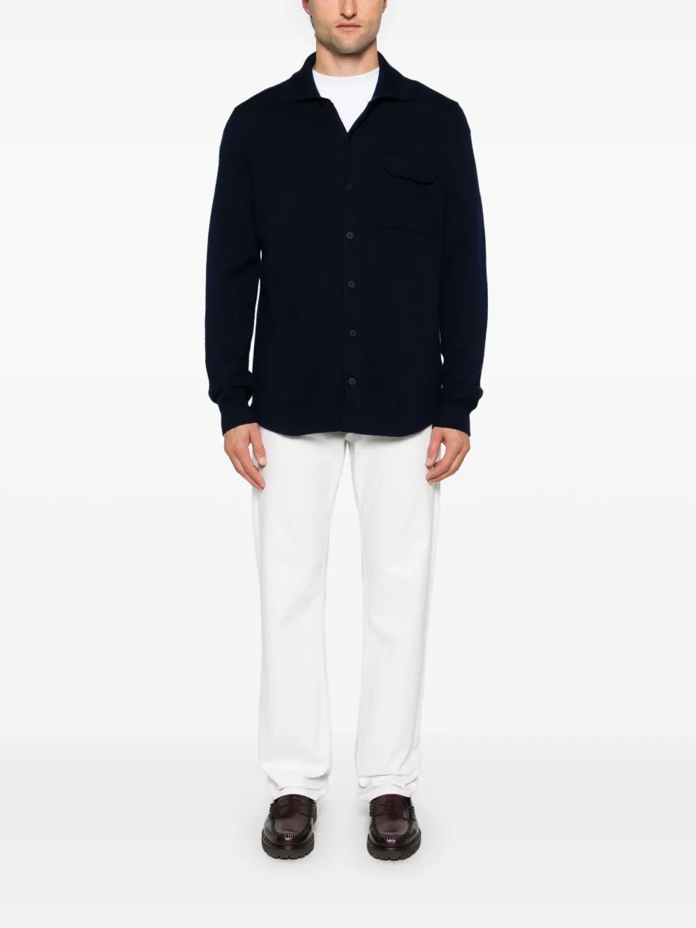 Eric Bompard Overhemd met dubbele rij knopen - Blauw