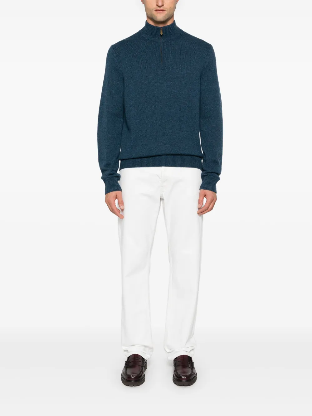 Eric Bompard Trui met rits - Blauw