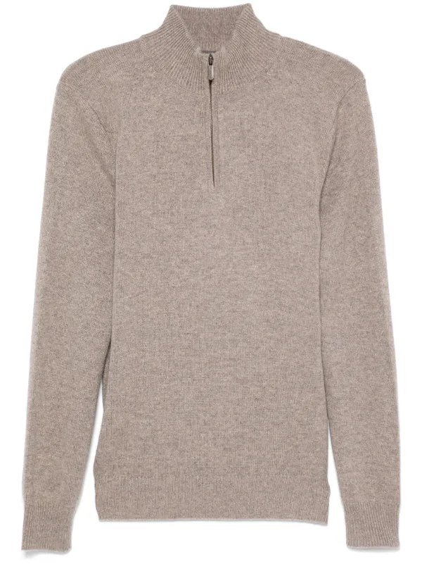 Eric Bompard zip neck Sweater Brown FARFETCH AE