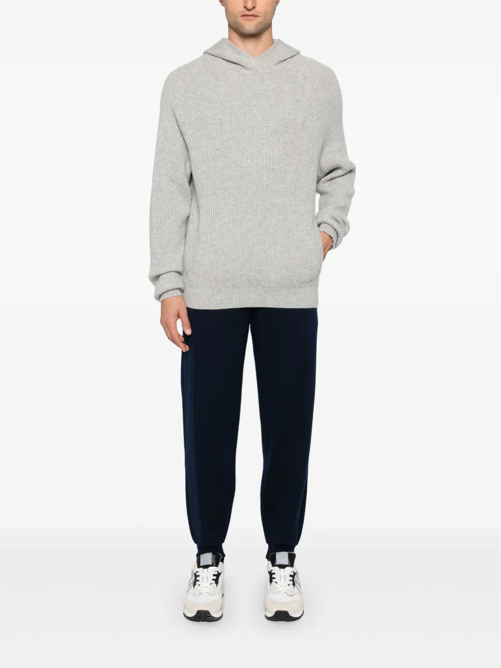 Eric Bompard Geribbelde pullover met capuchon - Grijs